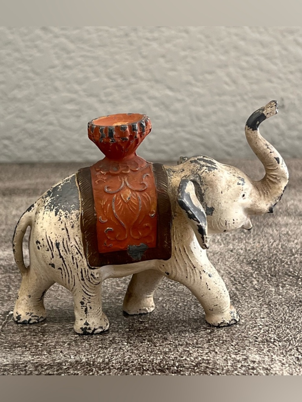 Small 4" Antique Hand-Painted Cast
Metal Circus Elephant Figurine